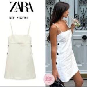 Zara Cream Dress with Black Button Accents
